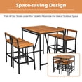 thumbnail image 2 of Patiojoy 5PCS Patio Rattan Bar Set with Umbrella Hole Wood High-Dining Bistro Set with 4 Bar Stools for Poolside&Garden, 2 of 7