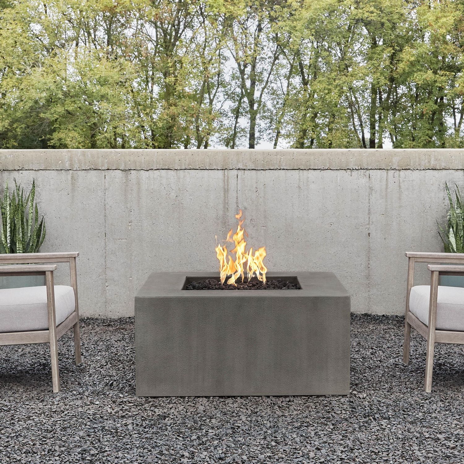 Real Flame Estes 40" Square Concrete Propane Fire Pit With Hidden Tank in Carbon by Jensen Co.