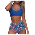 thumbnail image 2 of Womens One Piece Swimsuits Women‘s Sexy High Breast Contrast Gradient Split Bikini Set Swimsuit, 2 of 6