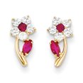 thumbnail image 1 of 14K Or Jaune Madi K Clair & Rouge CZ Fleur Post Boucles d'Oreilles, 1 of 2