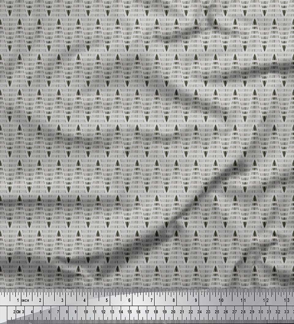 Soimoi Crepe Silk Fabric Hand Drawn Line Shirting Print Fabric by The Yard 42 Inch Wide