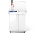 thumbnail image 4 of Simplehuman 58 Liter Rectangular Dual Compartment Recycling Step Trash Can, White Steel, 4 of 7