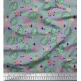 thumbnail image 1 of Soimoi Satin Silk Fabric Geometric Sign,Clover & Monstera Leaves Decor Fabric Printed Yard 42 Inch Wide, 1 of 3