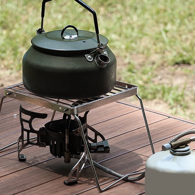 RRJ Grille de Poêle Extérieure Pliable en Acier Inoxydable, Grille de Gril de Camping Portable pour la Randonnée avec Sac à Dos, Support Robuste pour Cuisson au Froid, Grille de Cuisson pour Foyer pour Pique-Nique BBQ, Thé Compact pour la Maison
