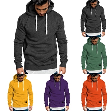 WRKEKC Chandails à Capuchon pour Hommes, Tee-Shirts à Manches Longues pour Hommes, Chandail à Capuchon pour Hommes Couleur Unie Chandail à Manches Longues Chandail à Capuche