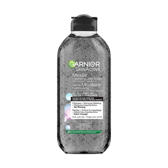 Garnier Micellar Water Jelly Makeup Remover All-in-One Face Cleanser, with Charcoal and Salicylic Acid