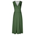 thumbnail image 4 of AherBiu Formal Dresses for Women Sleeveless Deep V Neck Ruched Flowy Evening Party Cocktail Maxi Dress, 4 of 5