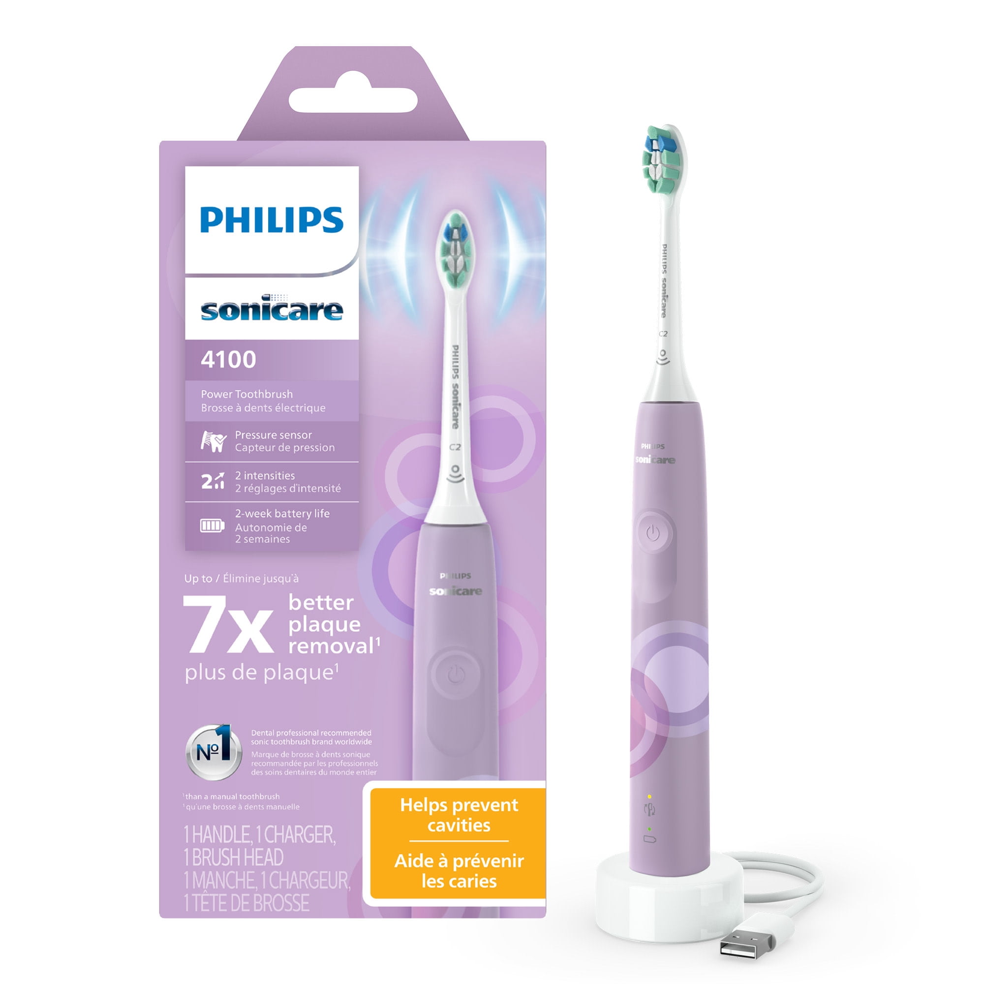 Philips Sonicare 4100 Brosse à Dents Rechargeable, Lilas Luxuriant Prismatique, HX3689