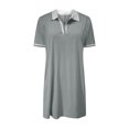 thumbnail image 3 of Mgmyaa Robe Chemise Mini d'Été Décontractée pour Femmes Polo Dress Unie à Manches Courtes, Col en V, Tennis Golf, avec Poches, 3 of 8