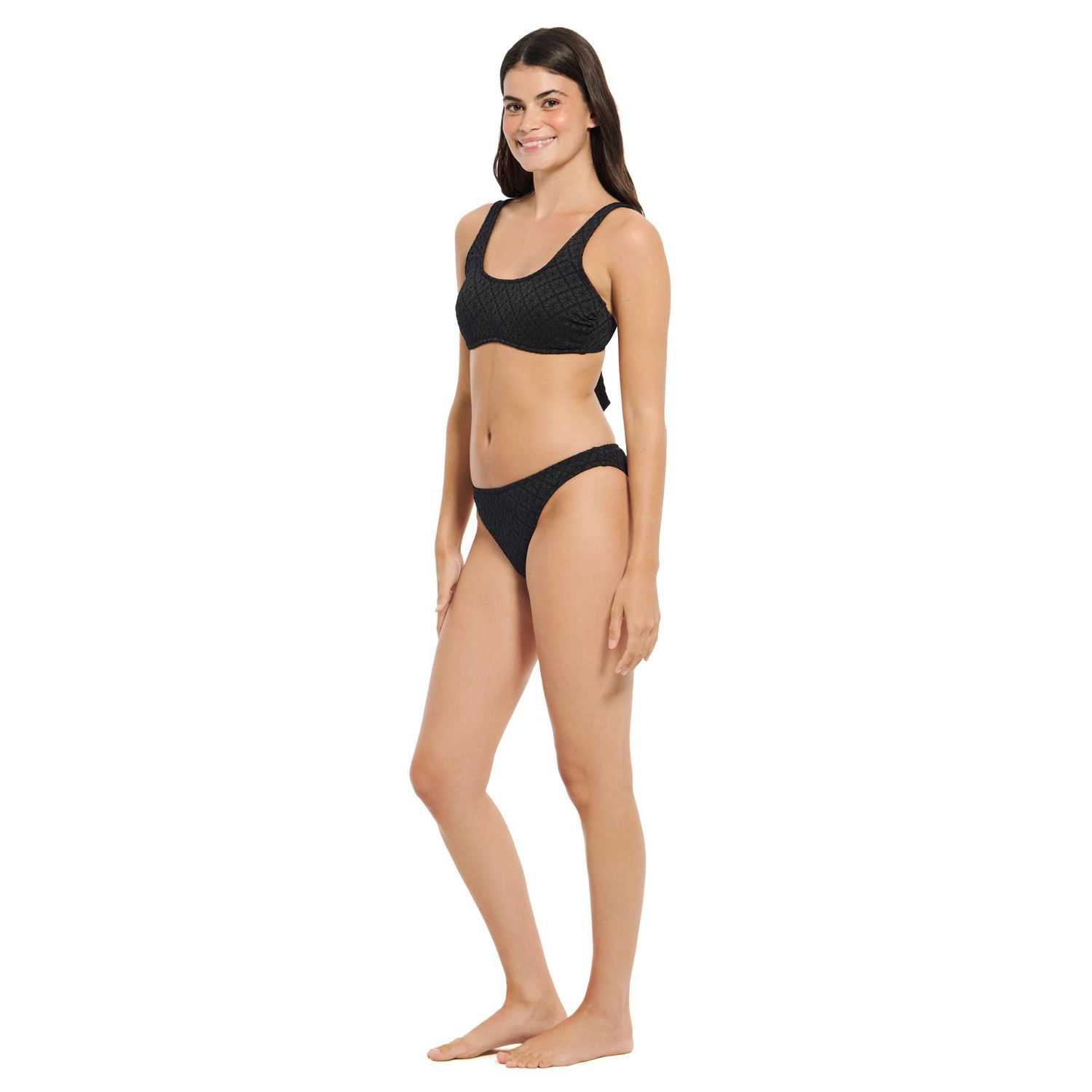 Summer Flirtt Women's Textured Low Rise Hipster Bikini Swim Bottom