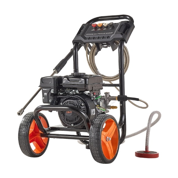 KFFKFF Gas Pressure Washer 2900 PSI and 1.85 Max GPM, Upgrade Aluminum Pump with Spray Gun and Wand, 4 Nozzle Set, Low Profile Power Washer for Cars