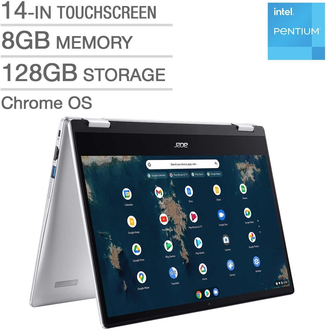 Acer 14" Spin 2-in-1 Convertible Touch Chromebook - Intel N6000| 8G RAM| 128G Flash Storage Drive|  Chrome -Excellent Recertified with 1 Year Acer Manufacturer Warranty