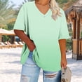 thumbnail image 4 of Ovbmpzd Womens Tops Plus Size Short Sleeve V-Neck Green Comfy Gradient Color Blouses Womens Camisole L, 4 of 6