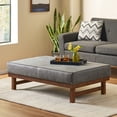thumbnail image 1 of Noble House Grand Pouf Table Basse Pouf Carré en Similicuir, Noyer, 1 of 7