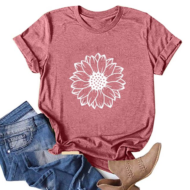 SMihono Hauts pour Femmes Été Chic Décontracté Mode T-shirt d'Été pour Femmes à Col Rond à Manches Courtes Imprimé Blouse T-shirt Oversize pour Femmes