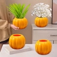 thumbnail image 1 of Originality Plastic Flower Pot Imitation Pumpkin Shape Decoration Vase Festive Dress Material Two Halves Splicing, 1 of 6