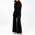 thumbnail image 4 of Timegard Ensemble 2 Pcs pour Femmes, Pull à Col Haut, Manches Longues, Pantalon Large, Couleur Unie, 4 of 5