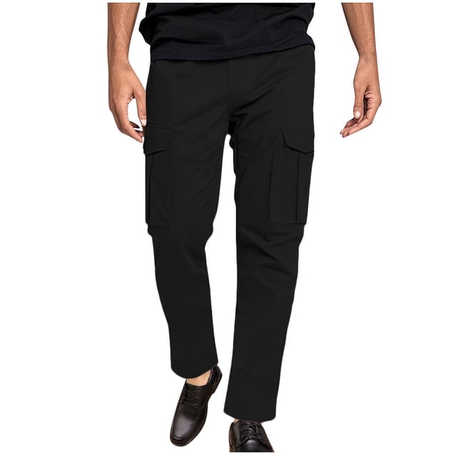 hoksml Mens Cargo Pants Relaxed Fit Casual Solid Color Elastic Waist Drawstring Multi Pockets Full Length Pants Sweatpants Jogger Work Trousers Summer Clearance