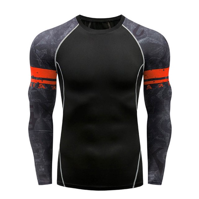 Leutsin Man O-Neck T-Shirt Manches Longues Automne Patchwork Blouse de Sport Tops
