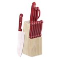thumbnail image 1 of Ensemble de 13 couteaux avec bloc en rouge, 1 of 4