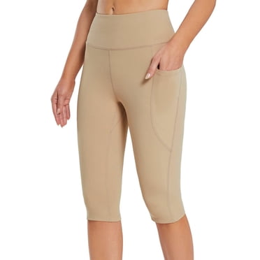 Women's Yoga Capris Women's Knee Length Leggings High Waisted Yoga Workout Exercise Capris for Casual Summer with Pockets