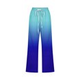 thumbnail image 4 of Linen Pants Women Summer Plus Size Active wear Printing Gradient Cargo Pants Mid Rise Softy Loose Fit Capri Pant Casual Lightweight Drawstring Fashion Daily Womens Pants With Pocket（Blue,M）, 4 of 5