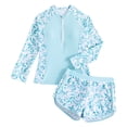 thumbnail image 1 of MIASHUI Girls Two Piece Rash Guard Swimsuit Sets Long Sleeve Zipper Top and Shorts,Light Blue,8-9 Years, 1 of 3