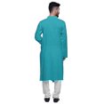 thumbnail image 3 of Atasi Button Down Long Kurta For Men Solid Chinese Collar Casual Ethnic Kurtas-XXX-Large, 3 of 6