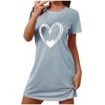 thumbnail image 1 of Amzcrzy Pyjamas pour Femmes Mode Imprimé Cœur Valentines Day Robe Décontractée Confortable à Manches Courtes Chemises de Nuit pour Femmes Valentines Day Cadeaux, 1 of 5