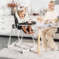 thumbnail image 2 of Babyjoy Baby High Chair Foldable Feeding Chair w/ 4 Lockable Wheels Black, 2 of 8