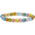 thumbnail image 1 of Bracelet Extensible Unisexe en Perles Rondes de 8 mm en Quartz Craquelé Multicolore Aura Aqua Naturelle, 1 of 5