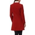 thumbnail image 3 of INSPIRE CHIC Manteau Long Élégant d'Hiver pour Femme à Col en V, Manches Longues, à Simple Boutonnage, TP Rouge Foncé, 3 of 6