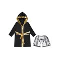 thumbnail image 3 of RUNQHUI Kids Boys Boxing Outfits Metallic Satin Hooded Robe Cloak and Shorts Set Boxer Party Fancy Dress B2 10, 3 of 5