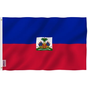 Anley Breeze Drapeau d'Haïti 3 X 5 Pieds - Couleur Vive et Résistant à la Décoloration UV - En-Tête en Toile et Double Piqûre - Drapeaux Nationaux Haïtiens en Polyester avec Oeillets en Laiton 3 X 5 Pi