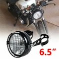thumbnail image 2 of Retro Vintage Motorcycle Universal Side Mount 35W 6.5 Inch Transparent Headlight Cafe Racer with Grille + Bracket Kit, 2 of 7