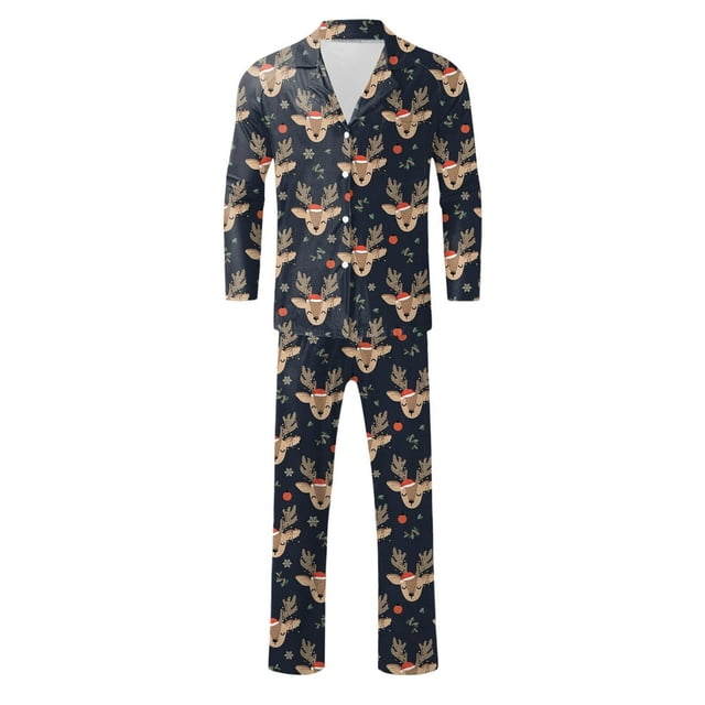 Men‘s Long Sleeve Top and Pants Matching Family Pajamas Set 2-Piece