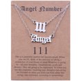 thumbnail image 1 of 2 Pcs Collier Ange et Chiffres Anglais Anciens Bijoux de Numérologie pour Femmes Plaqué Acier Inoxydable, 1 of 9