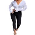 thumbnail image 5 of Womens Tights Trousers Front Split Stretch High Waist Pants, 5 of 5