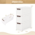 thumbnail image 3 of Costway Armoire de Rangement Étroite à Roulettes à 3 Tiroirs, 1 Pce, avec Poignées de Traction et Roues Intégrées, 3 of 10