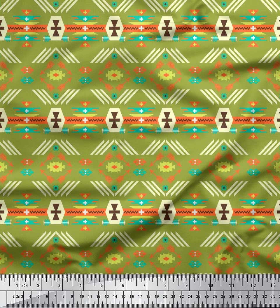 Soimoi Rayon Fabric Geometric Southwestern Decor Fabric Printed Yard 42 Inch Wide