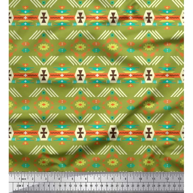 Soimoi Rayon Fabric Geometric Southwestern Printed Fabric 1 Yard 56 Inch Wide