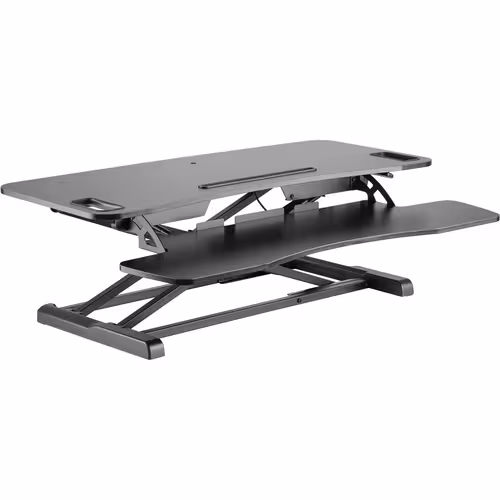 Amer Mounts Sit/Stand 37.4" Height Adjust Desk - EZRiser36 Height Adjustable Sit/Stand Desk Computer Riser, Dual Monitor Capable, 37.4" wide with Keyboard Tray - Noir Finish