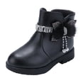 thumbnail image 1 of Kcodviy Children Shoes Thick Heel Riding Boots Size 1 Short Boots Warm Leather Rubber Boots Kids Girls Boots Baby Bow Cute Kids Mid Calf Boots Shoes Warm Boots, 1 of 8