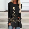 thumbnail image 2 of Pisexur Hauts de Noël pour Femmes T-Shirts Manches Longues T-Shirt à Imprimé des Fêtes Hauts Mode Xmas Col Rond Chandail à Enfiler Hauts Décontractés Amples Automne Hauts pour Sortir, 2 of 3