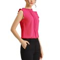 thumbnail image 4 of INSPIRE CHIC Women's Sleeveless Blouse Ruffled Pleated Wear-to-Work Chic Blouse S Hot Pink, 4 of 6
