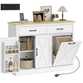 thumbnail image 1 of HOMCOM Armoire à Déchets Basculante avec Station de Recharge, Îlot de Cuisine, Blanc, 1 of 10