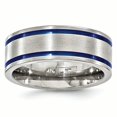 thumbnail image 1 of Edward Mirell Titanium Brushed Double Groove Blue Anodized 8mm Band Size 12.5, 1 of 4