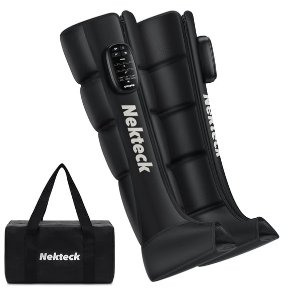 Nekteck Système de Récupération avec Masseur de Compression pour les Jambes, Masseur Sans Fil pour les Pieds et les Jambes pour la Circulation et le Soulagement de la Douleur, Bottes de Compression Rechargeables avec 6 Modes 4 Intensités, Relaxation des Jambes