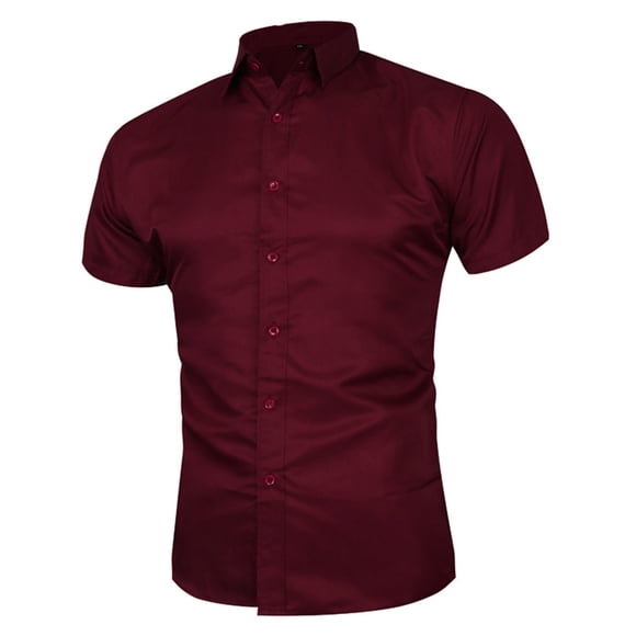 cllios Chemises Habillées à Manches Courtes pour Hommes Sans Plis Unies à Boutons T-Shirts d'Été Affaires Décontracté Chemise Formelle Régulière Grandes Tailles Chemises Habillées