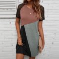 thumbnail image 4 of Jusqu'à 65 % de Rabais! Robes d'Été Mode pour Femmes 2024 Grande Taille Loisirs Dentelle Manches Courtes Col Rond Couleurs Contrastantes Robes, 4 of 6